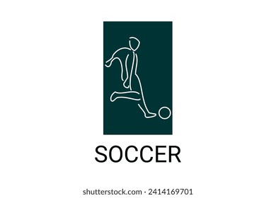 Soccer or football sport vector line icon. sportman, playing football. sport pictogram illustration.
