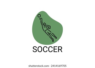 Icono de la línea vectorial de fútbol o fútbol. deportista, jugando fútbol. ilustración del pictograma deportivo.
