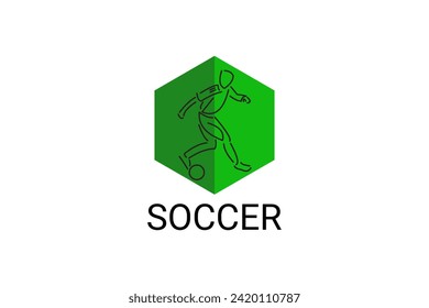 Soccer or football sport vector line icon. sportman, playing football. sport pictogram illustration.