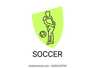 Soccer or football sport vector line icon. sportman, playing football. sport pictogram illustration.