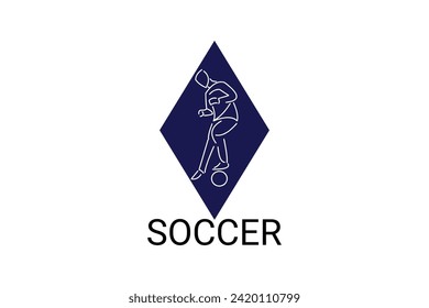 Soccer or football sport vector line icon. sportman, playing football. sport pictogram illustration.