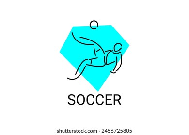 Soccer or football sport vector line icon. sportman, playing football. sport pictogram illustration.