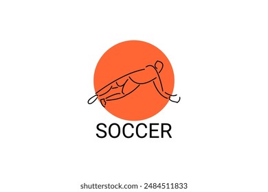 Soccer or football sport vector line icon. sportman, playing football. sport pictogram illustration.