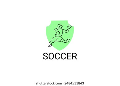 Soccer or football sport vector line icon. sportman, playing football. sport pictogram illustration.