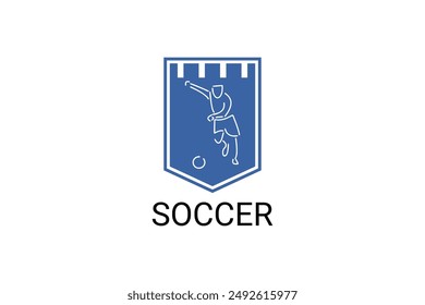 Soccer or football sport vector line icon. sportman, playing football. sport pictogram illustration.
