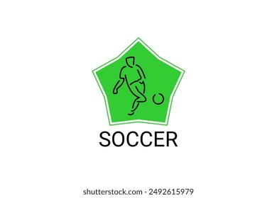 Soccer or football sport vector line icon. sportman, playing football. sport pictogram illustration.