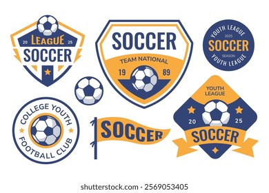 Soccer football sports badge, logo, patch. Team club league emblem design template.