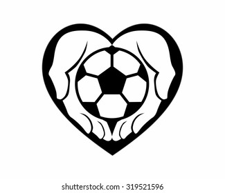 soccer football sports heart love vector image