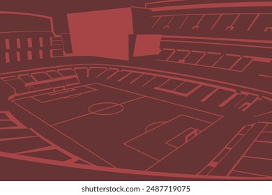 Soccer Football Stadium FIFA World Cup 2026 Outline Shape Silhouette Vector for Background