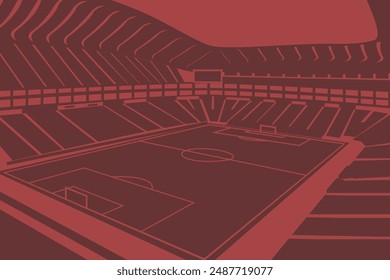 Soccer Football Stadium FIFA World Cup 2026 Outline Shape Silhouette Vector for Background