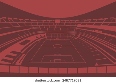 Soccer Football Stadium FIFA World Cup 2026 Outline Shape Silhouette Vector for Background