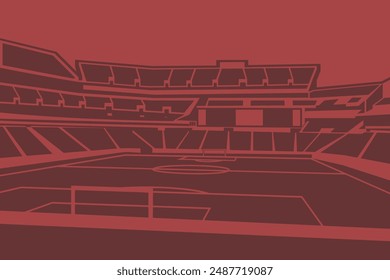 Soccer Football Stadium FIFA World Cup 2026 Outline Shape Silhouette Vector for Background