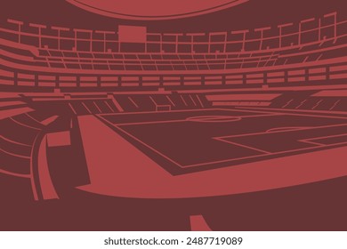 Soccer Football Stadium FIFA World Cup 2026 Outline Shape Silhouette Vector for Background