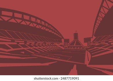 Soccer Football Stadium FIFA World Cup 2026 Outline Shape Silhouette Vector for Background