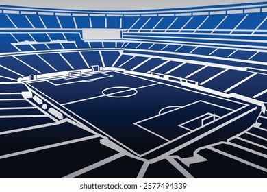 Soccer Football Stadium Outline Shape Colorful Gradient Silhouette Vector for Background