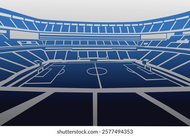 Soccer Football Stadium Outline Shape Colorful Gradient Silhouette Vector for Background