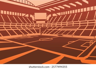 Soccer Football Stadium Outline Shape Colorful Gradient Silhouette Vector for Background