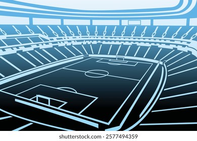 Soccer Football Stadium Outline Shape Colorful Gradient Silhouette Vector for Background