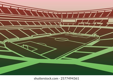 Soccer Football Stadium Outline Shape Colorful Gradient Silhouette Vector for Background