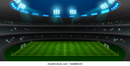 soccer football stadium spotlight background with glitter light vector