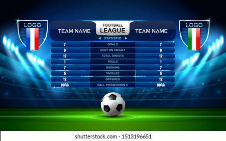 Soccer Football Stadium Spotlight And Scoreboard Background With Glitter Light Vector