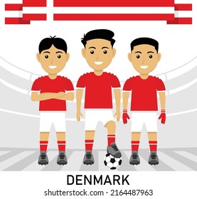 Soccer Football Team Denmark Flat design