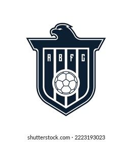 Soccer or football team logo template with eagle head and shield shape