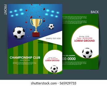 soccer football tournament championship game flyer brochure template