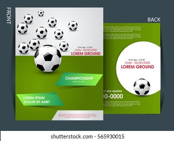 soccer football tournament championship game flyer brochure template