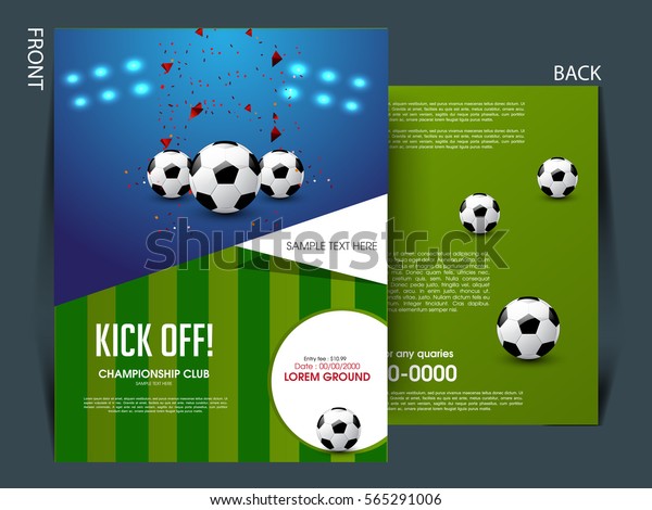 Fussball Fussballturnier Meisterschaft Flyer Broschure Vorlage Stock Vektorgrafik Lizenzfrei