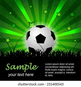 Soccer or football vector background with ball and stars, editable vector design for your soccer tournament or poster