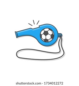 Soccer Or Football Whistle Vector Icon Illustration. Coach Or Referee Whistle Icon