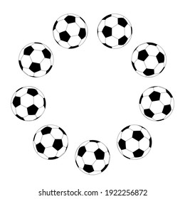 Soccer football world championship player game match soccer fans thin line outline icons round circle shape background. round frame from balls