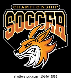 Soccer, fox head mascot, vector illustration