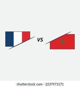 Soccer France vs Morocco football tournament. Sport match flag