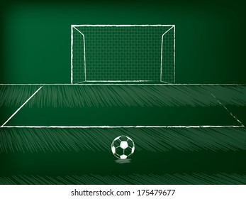 Soccer Free Kick Theme Drawn On Chalkboard