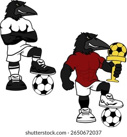 futbol futebol forte corvo desenho animado definido em formato vetorial muito fácil de editar
