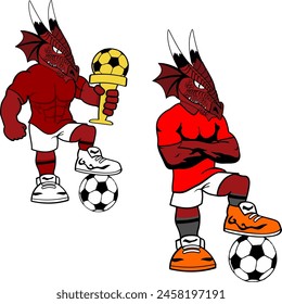 colección del paquete de dibujos animados del dragón fuerte del futbol de fútbol en formato Vector