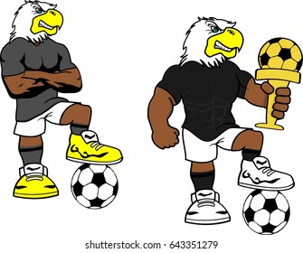 soccer futbol strong eagle cartoon set in vector format very easy to edit 