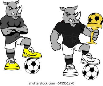 soccer futbol strong rhino cartoon set in vector format very easy to edit 