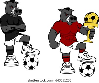 soccer futbol strong wild boar cartoon set in vector format very easy to edit 