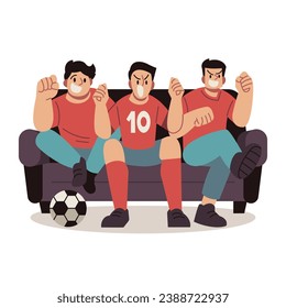 Soccer Game Cheering Viewers at Home Vector Cartoon Illustration