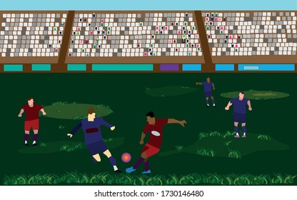 Juego de fútbol. competencia de dos equipos. campeonato de fútbol. vector
