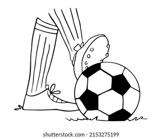 Juego de fútbol al estilo doodle, imagen aislada en fondo blanco. Vector