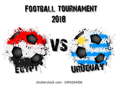 Soccer game  Egypt vs Uruguay. Football tournament match 2018. Vector illustration