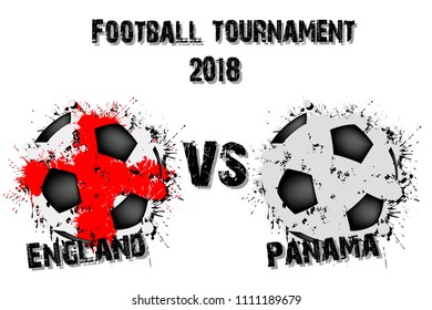 Soccer game England vs Panama. Football tournament match 2018. Vector illustration