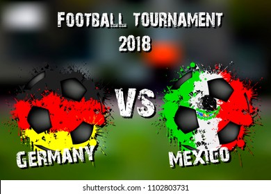 Soccer game Germany vs Mexico. Football tournament match 2018. Vector illustration