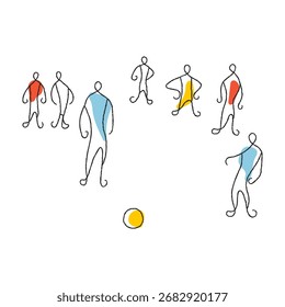 Ilustração de vetor minimalista de jogo de futebol