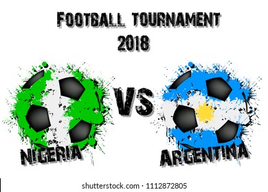 Soccer game Nigeria vs Argentina. Football tournament match 2018. Vector illustration