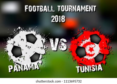 Soccer game Panama vs Tunisia. Football tournament match 2018. Vector illustration